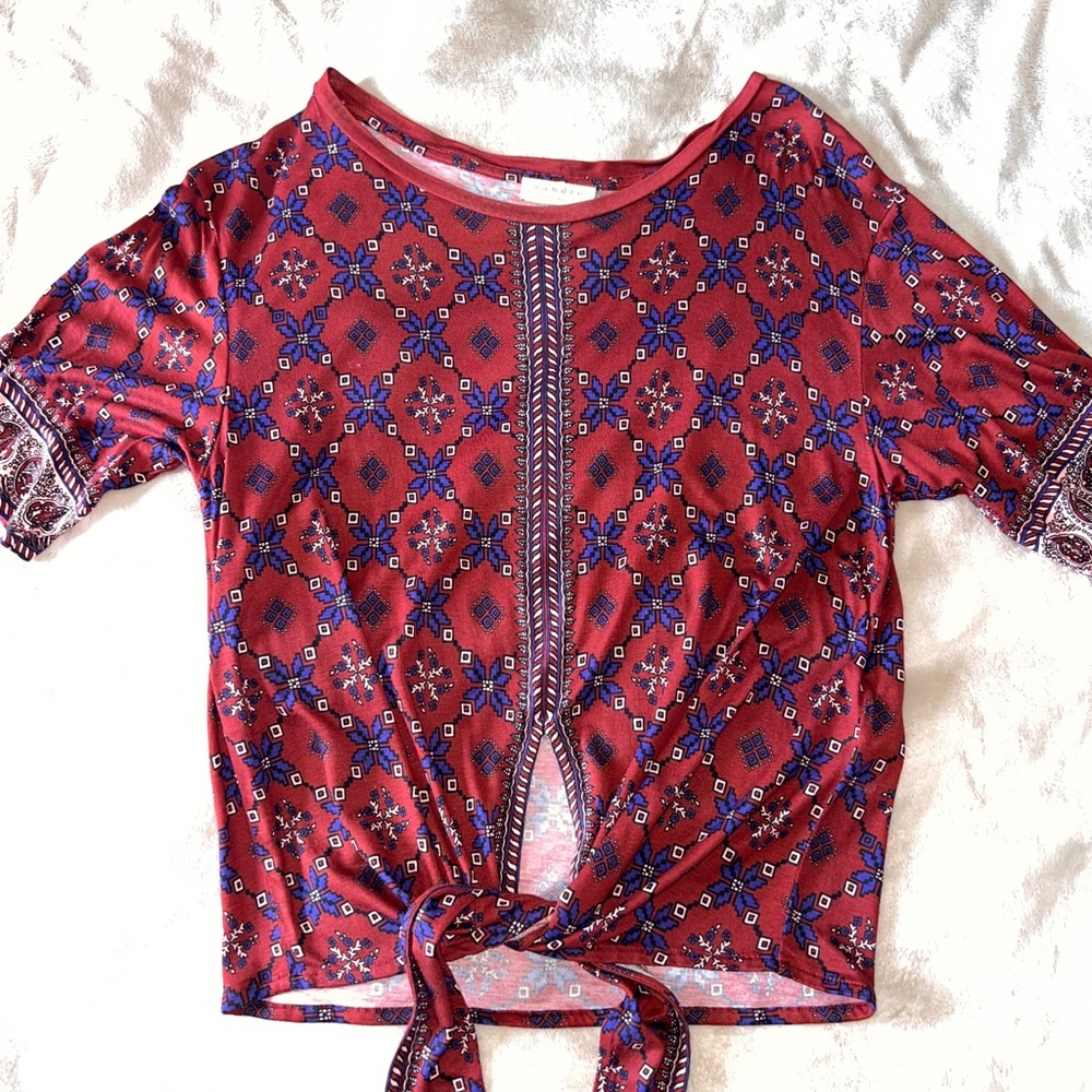 SANDRO Paris crop tie T shirt